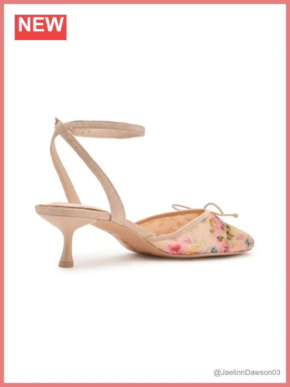 Women's Kitten Heel Pumps with Cross Ankle Strap Round Toe